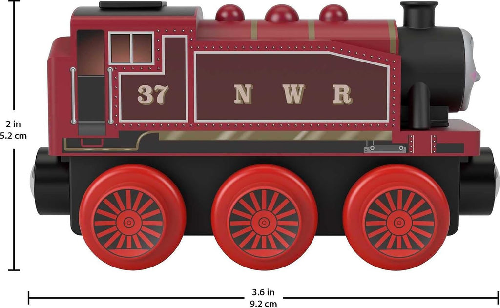 Thomas & Friends Ferrocarril de madera, motor Rosie, tren de juguete hecho de madera de origen sostenible para niños pequeños y preescolares