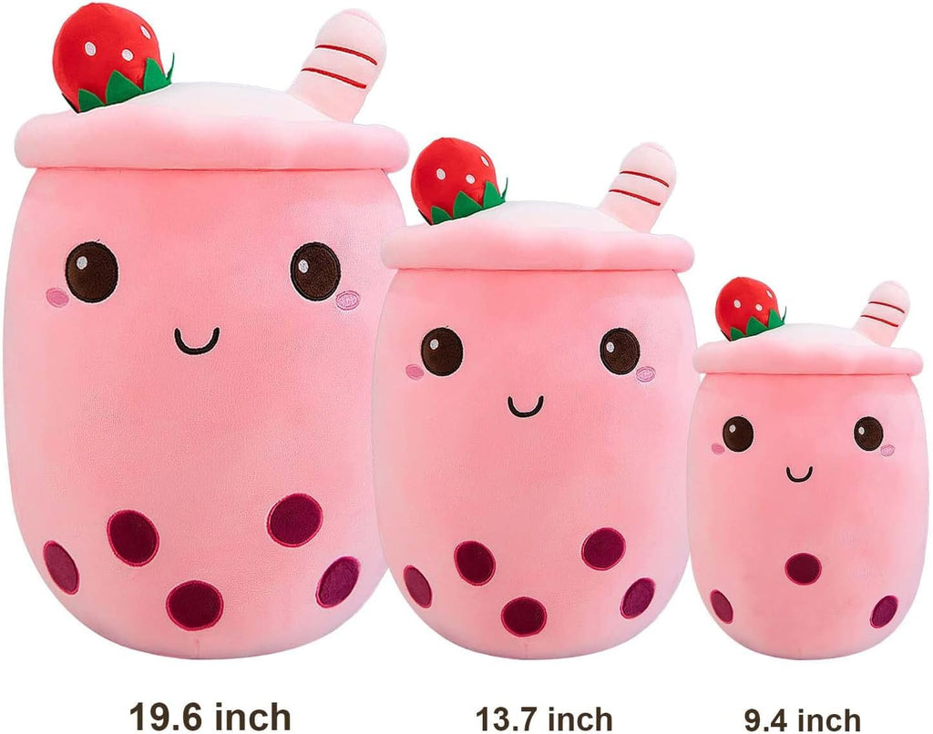 DITUCU - Lindo té Boba de peluche, peluche de té con burbujas de caricatura, almohada suave de taza de té con leche de fresa para el hogar, regalo para abrazar para niños, rosa de 19.6 pulgadas
