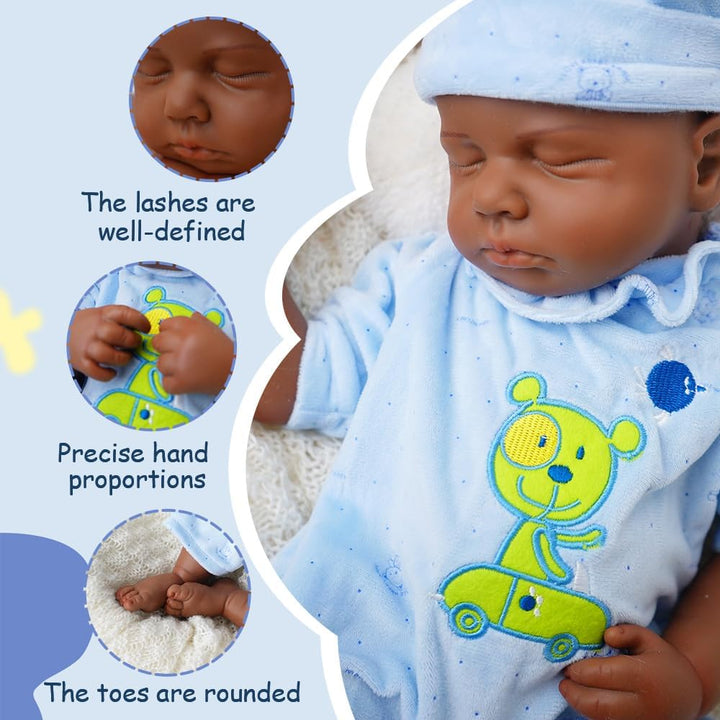 Niño de 18.5 pulgadas, muñeca de bebé de silicona completa, muñecas...