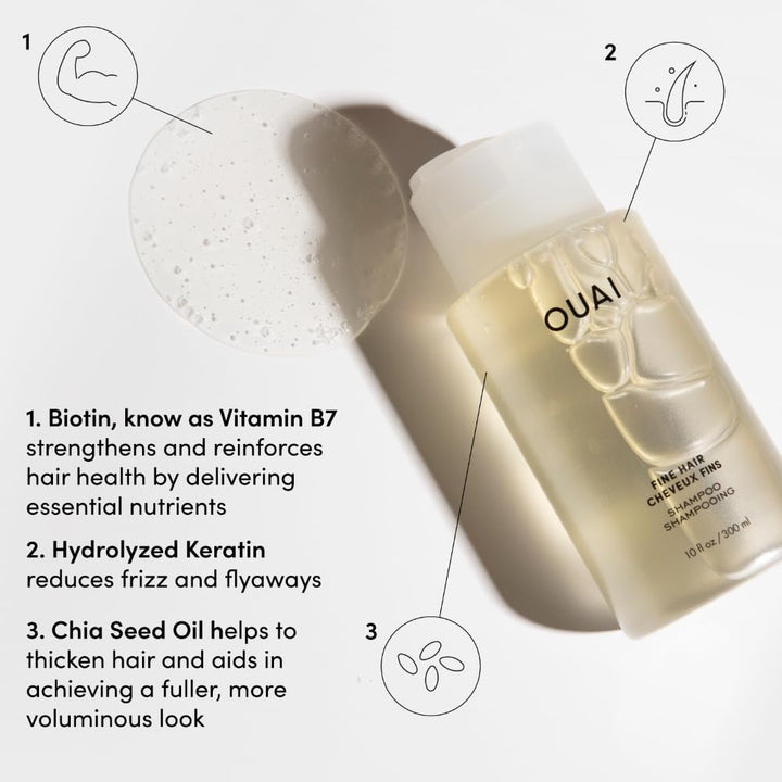 OUAI Juego de champú y acondicionador para cabello fino, tamaño de...