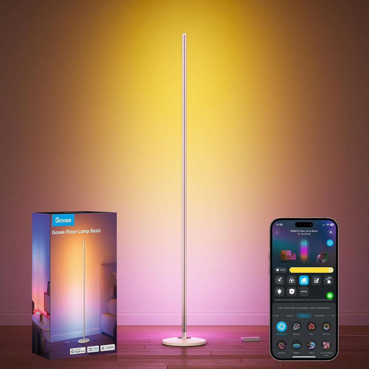 Lámpara Govee RGBIC - Lámpara de pie básica, 1000lm LED, color champán