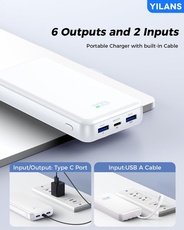 Cargador portátil, banco de energía de 50000 mAh con cable incorpor...