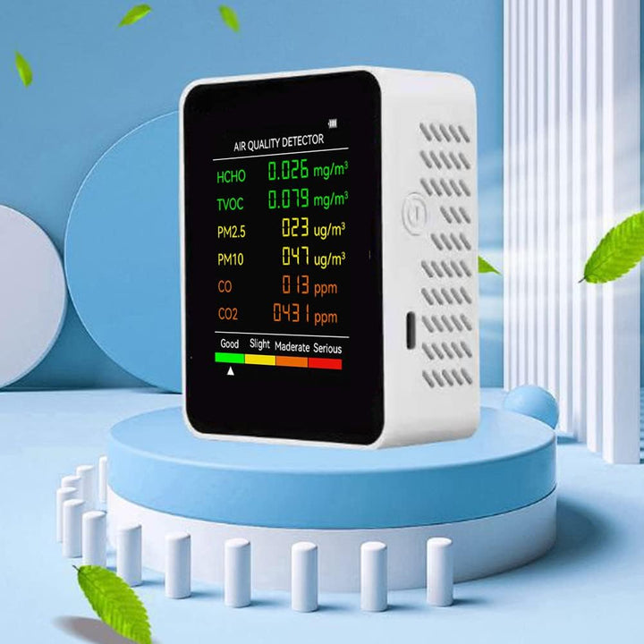 6 en 1 PM25 P HCHO TVOC CO CO2 Detector multifuncional de