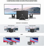 ALOGIC 10 en 1 USB-C Dual Monitor Dock con 2 HDMI, 3 puertos USB, lector de tarjetas SD y microSD, entrega de energía de 100 W, Gigabit Ethernet y conector de audio de 0.138 in