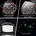 OLEVS Reloj para Hombres Analógico Cuarzo Lujo Diamante Resistente al Agua Cronógrafo Acero Inoxidable Carita Grande Cuadrado Fecha Fase Lunar Romano Relojes de Vestir para Hombres