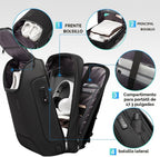 BANGE Mochila antirrobo con puerto de carga USB, mochila de negocios ligera para hombres y mujeres.., Negro, Computadora portátil