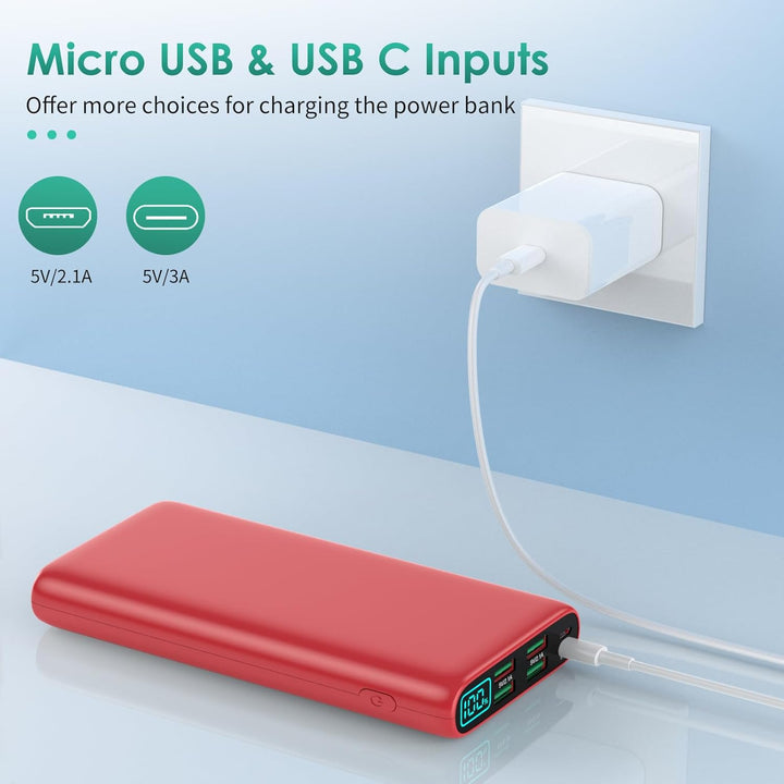 Cargador portátil de 38800 mAh con 5 salidas y 2 entradas, PD USB C...