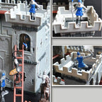 PXRJE Medieval Castle Knights - Figura de acción de juguete del ejército con castillo de montaje, catapulta y carruaje tirado por caballos, ideal para niñas y niños (A1)