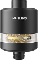 Philips Filtro de Ducha, Ventana Visible y Cartucho de Filtro Transparente, Negro