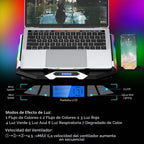 Almohadilla de enfriamiento para laptop de juegos de 15-17.3 pulgadas, ventilador para laptop con 6 ventiladores de enfriamiento RGB, soporte de enfriamiento para laptop con 6 ajustes de