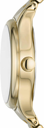 Moderno y sofisticado reloj multifunción de acero inoxidable dorado