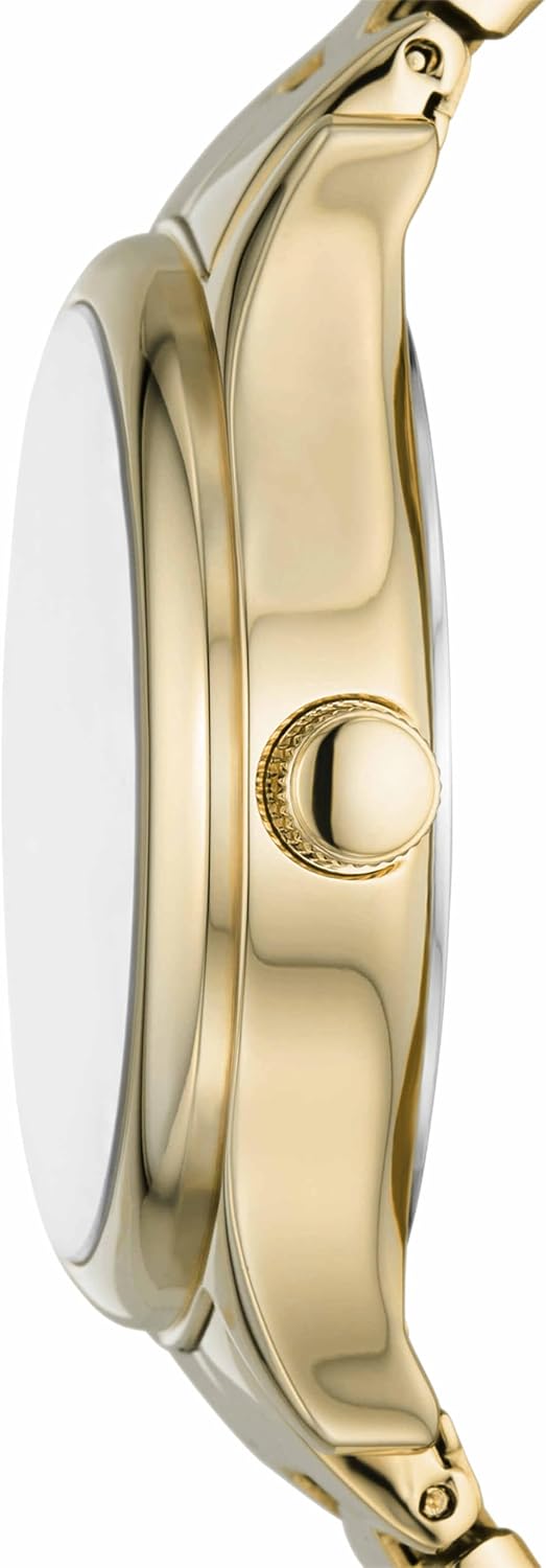 Moderno y sofisticado reloj multifunción de acero inoxidable dorado