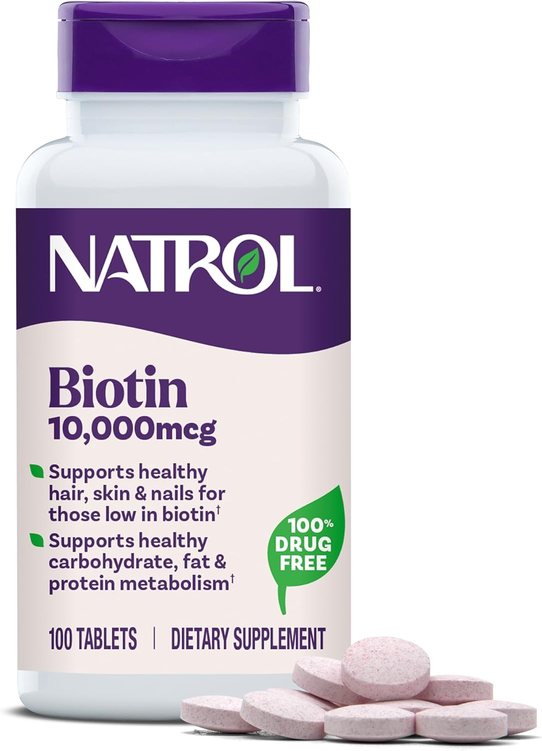 Natrol Beauty Biotina 10,000mcg Vitaminas para la Belleza, 100 Tabl...