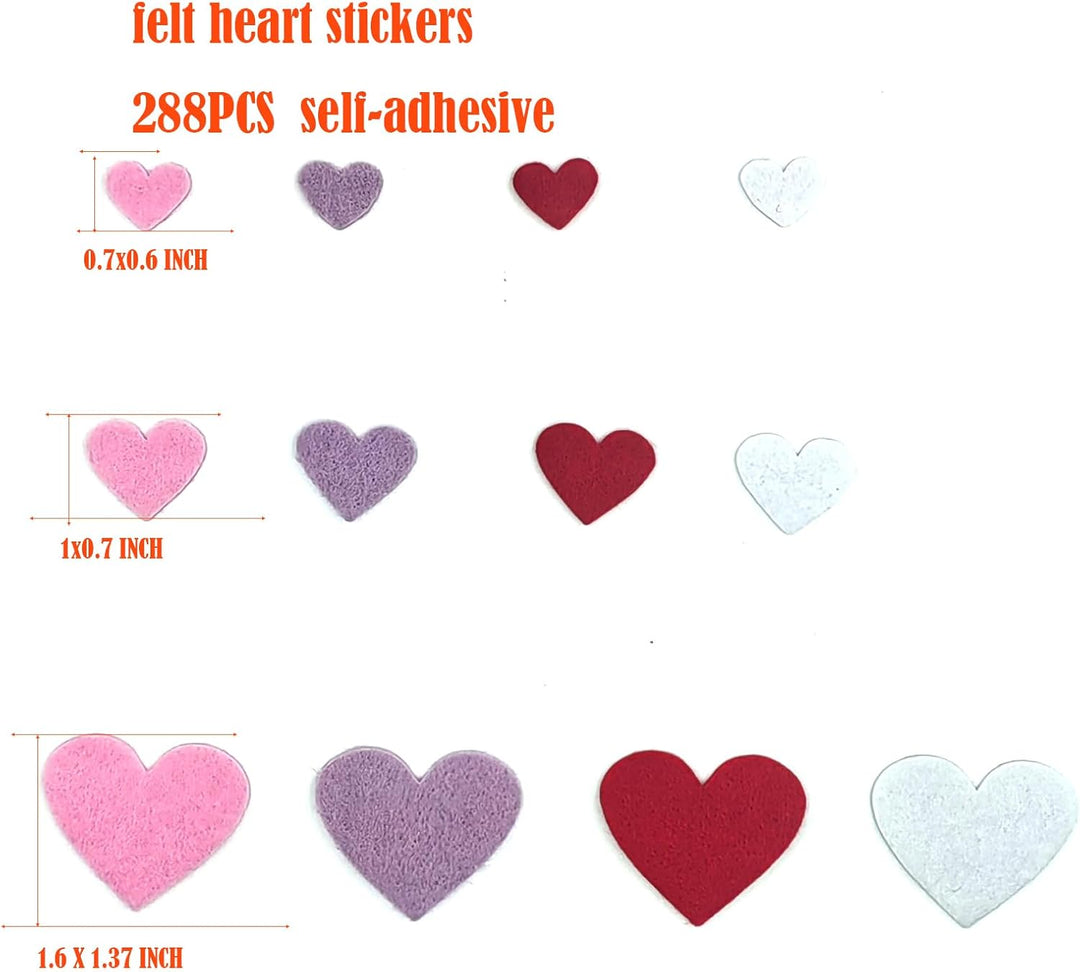 IFKEGON 288 calcomanías de corazón de fieltro formas