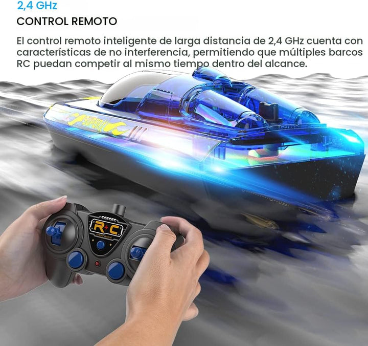 Akargol Bote RC con LED - Barco de control remoto para piscinas y l...