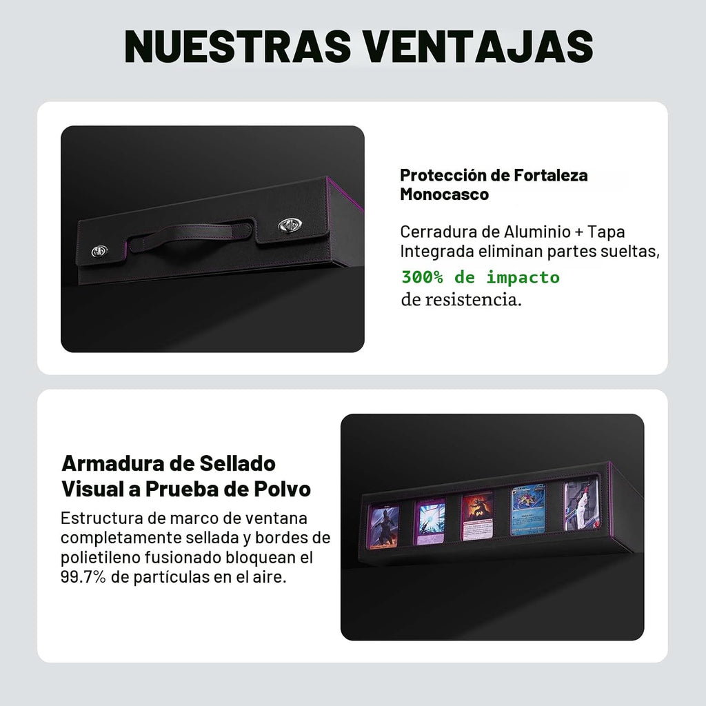 ZLCA Caja de almacenamiento de tarjetas coleccionables de 5 filas con asa