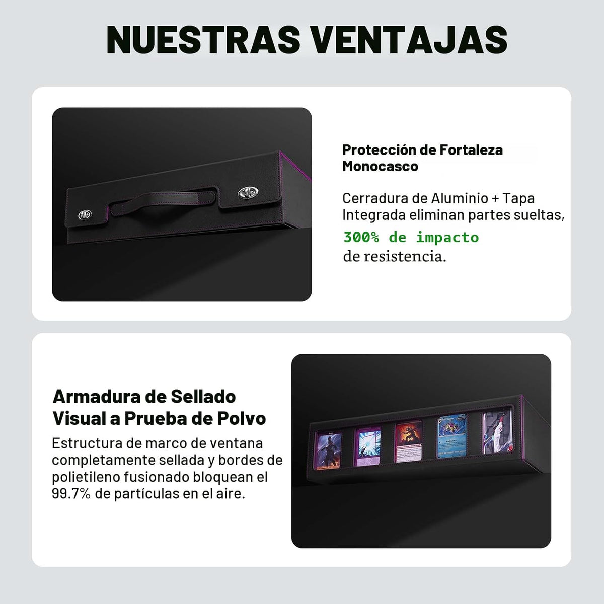 ZLCA Caja de almacenamiento de tarjetas coleccionables de 5 filas con asa