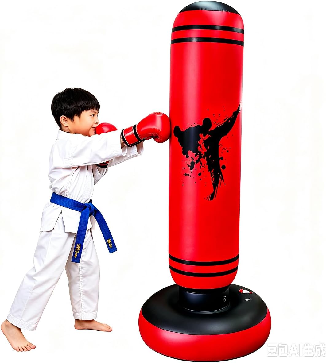Saco de boxeo para niños, Saco de boxeo inflable, Muñeco inflable, Saco para practicar boxeo y desestresarse para niños.
