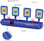 BAODLON Objetivos de disparo digitales con pistola de juguete de dardos de espuma, puntuación electrónica de reinicio automático de 4 objetivos, juguetes de juego de disparos, regalos para niños de 5