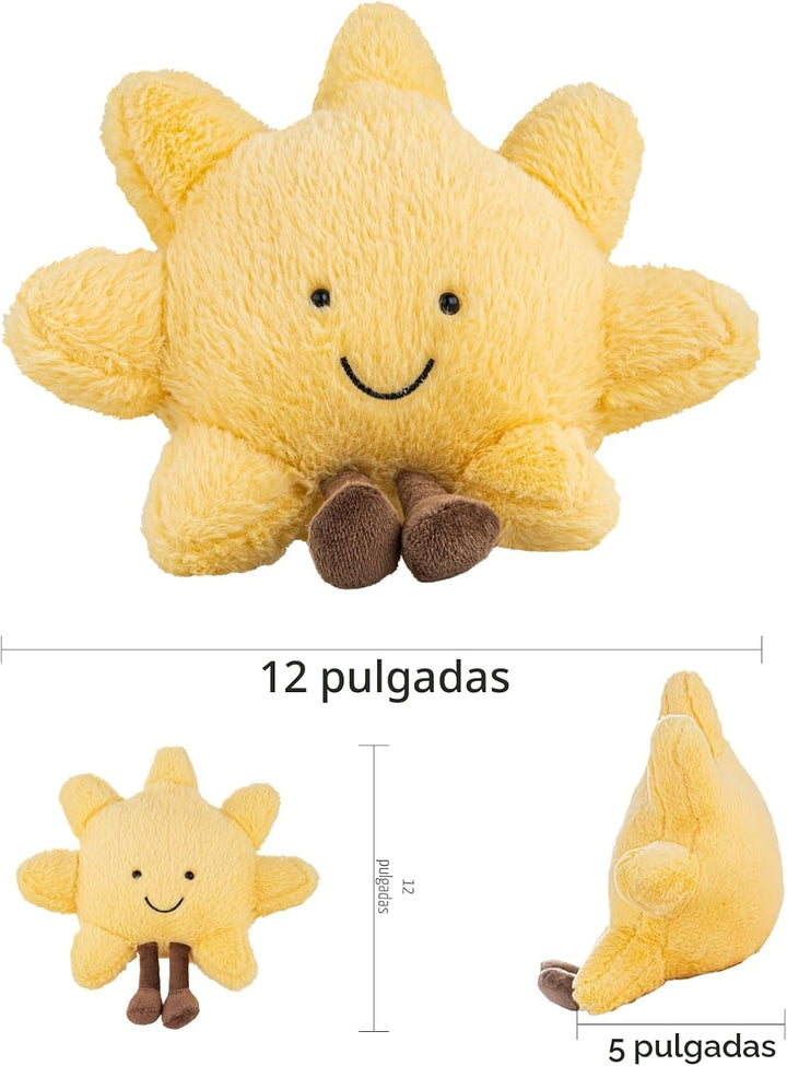 Almohada de sol y luna de felpa, sonriente y divertida, almohada de...
