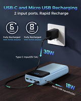 Cargador portátil Power Bank 50000mAh, PD 30W y QC 4.0 Carga rápida...