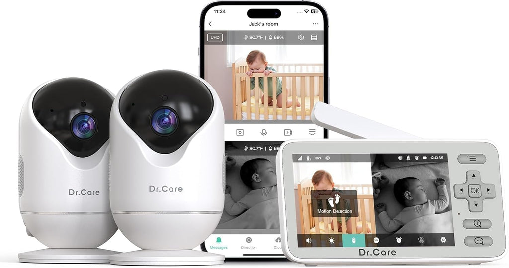 Dr.Care VistaView Lite Smart WiFi Monitor para bebé con 2 cámaras, 4" 720P