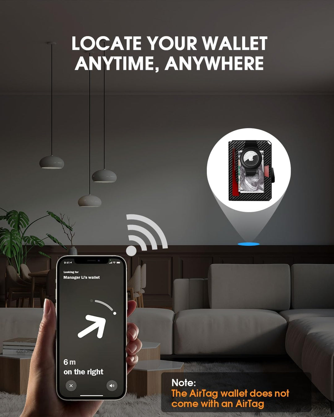 GAOCHALE Billetera AirTag para Hombre con Tecnología RFID, Tarjeter...