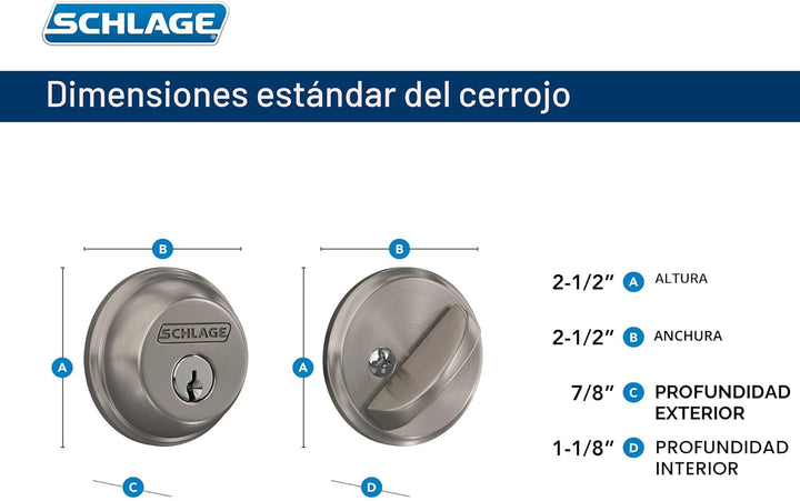 Schlage B60 N 619 - Cerrojo de seguridad con llave de 1 lado, la má...