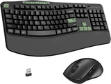 Combo de teclado y mouse inalámbricos, teclado ergonómico con 6 tec...