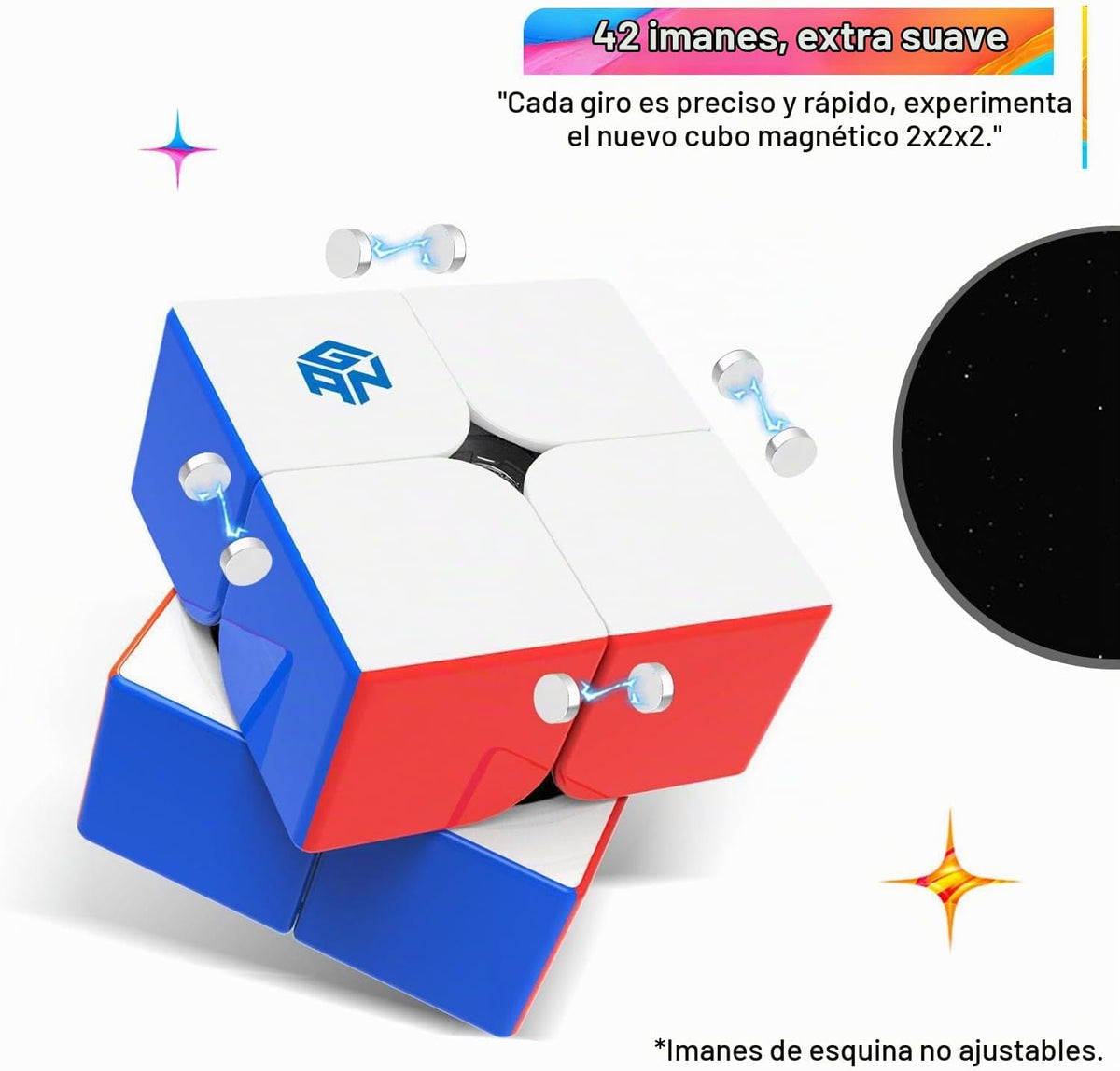 Cuberspeed GAN 251 M AIR 2x2 cubo de velocidad magnético 2x2 cubo de velocidad 48 imanes rompecabezas de juguete