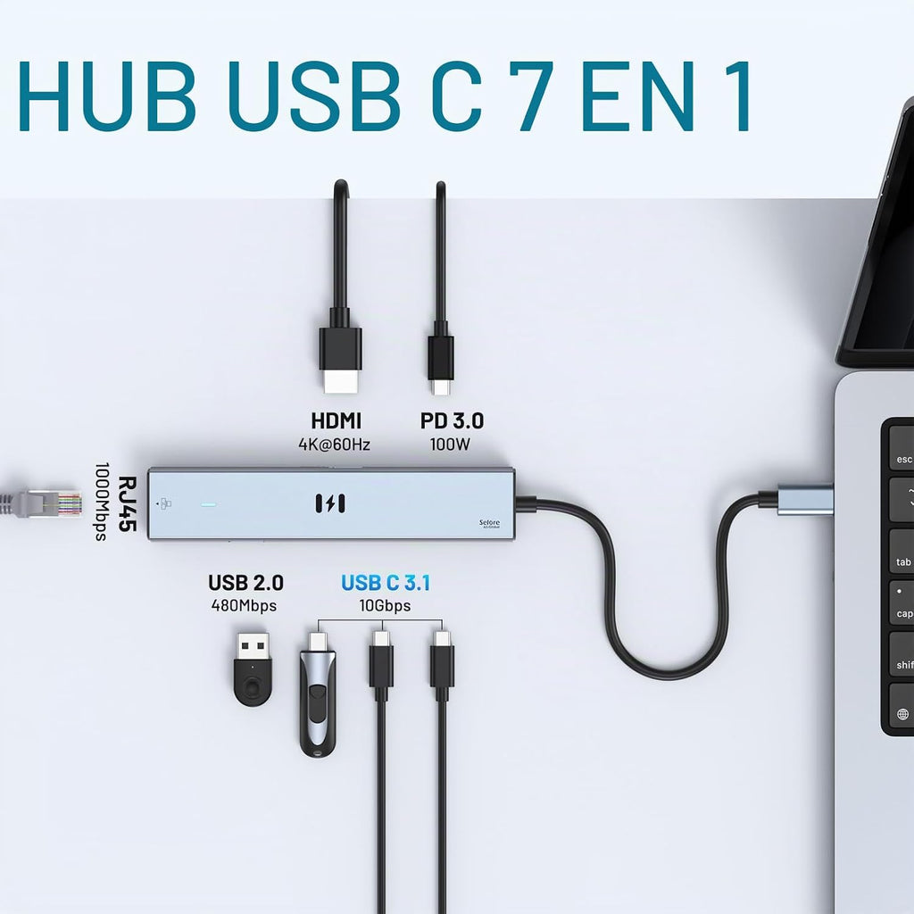 Selore&S-Global, SEUC4307-US, hub USB de 3 puertos