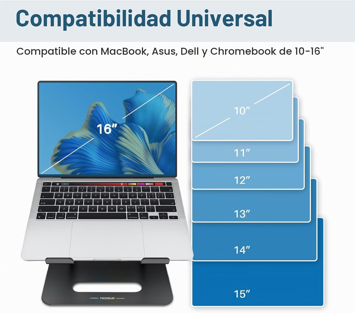 YICOSUN Soporte de refrigeración ajustable para laptop con 2 ventil...