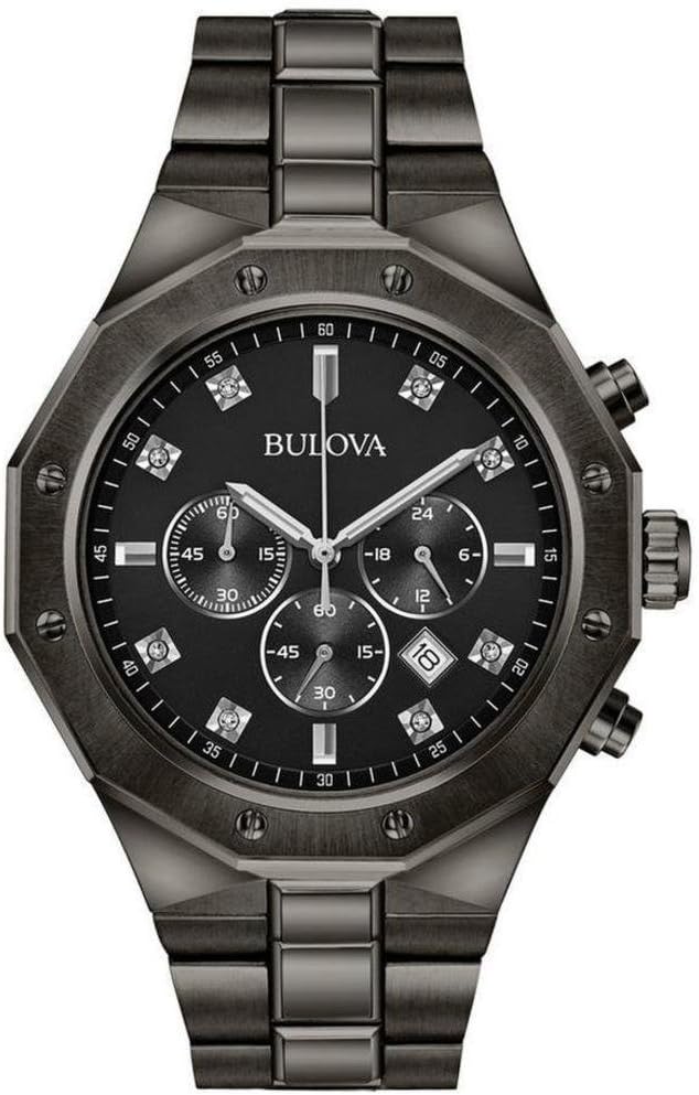 Bulova Cronógrafo clásico para hombre de acero inoxidable diamante