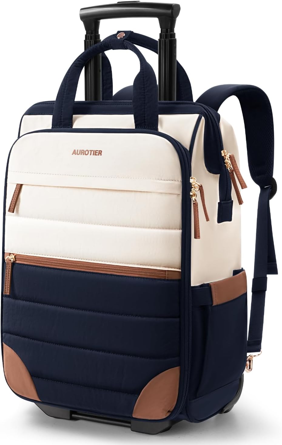 Mochila acolchada con ruedas para mujer, mochila de viaje con rueda...