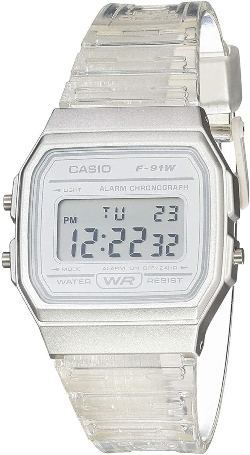 Casio F91W Series | Reloj Digital | Resistente al Agua | Luz LED | Cronómetro 1/100 SEK | Mantenimiento de Hora Regular (Hora, Min, SEG, PM, Fecha, Día) | Alarma Diaria | Ligero | Batería de 7 Años