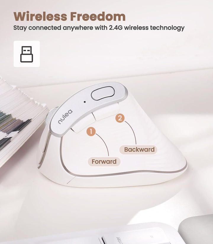 Nulea M510 - Mouse vertical inalámbrico, ergonómico para un seguimi...