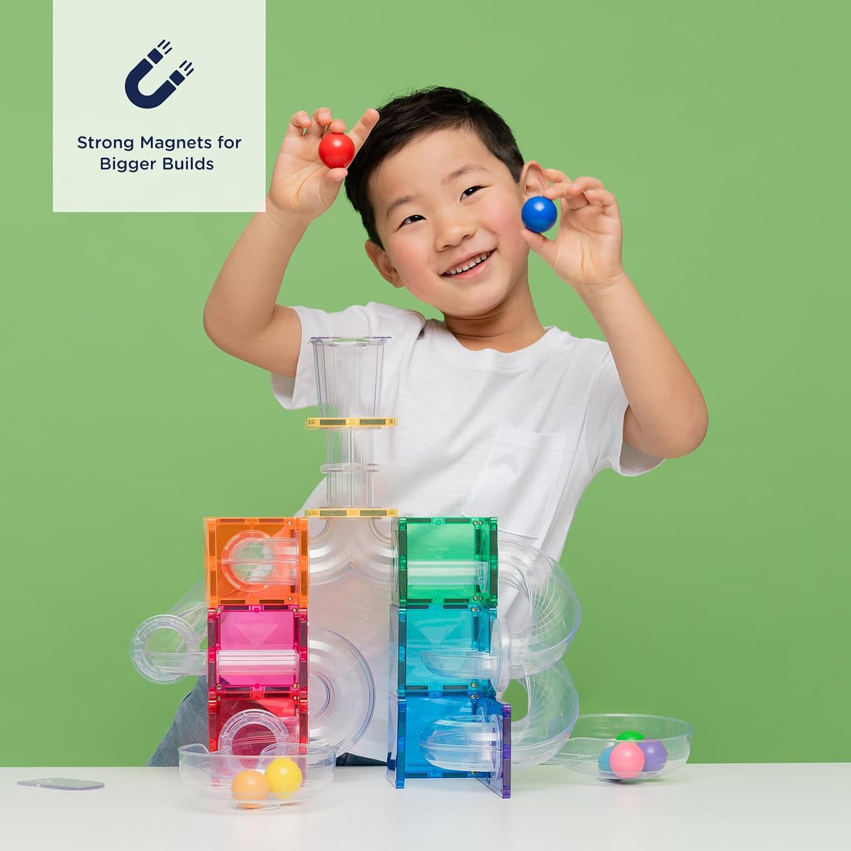 CONNETIX Magnetic Tiles Bright Ball Run Pack, 114 piezas
