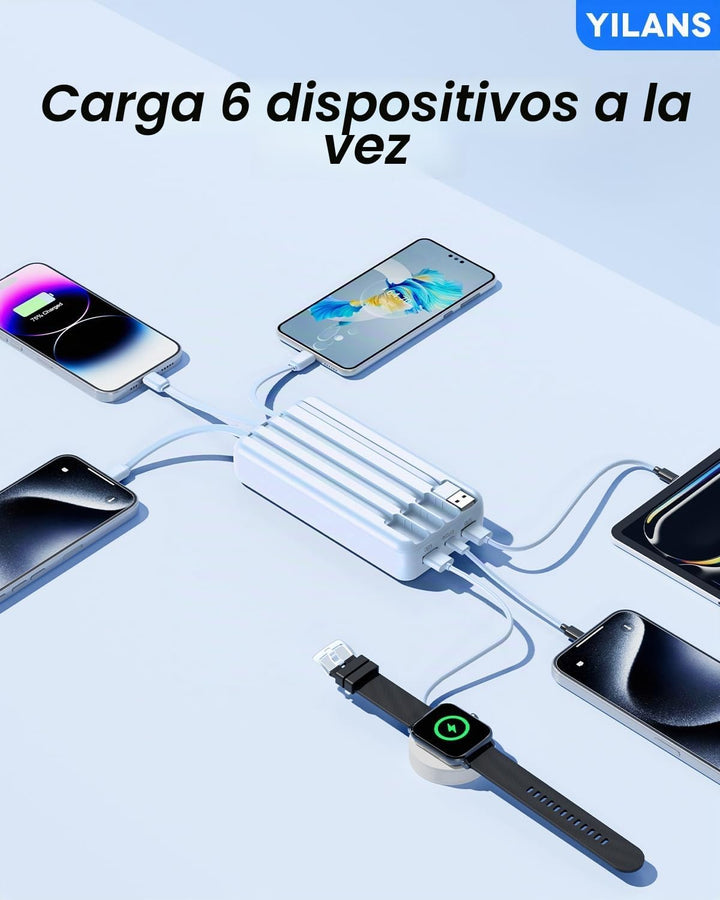Cargador portátil, banco de energía de 50000 mAh, cable integrado,...