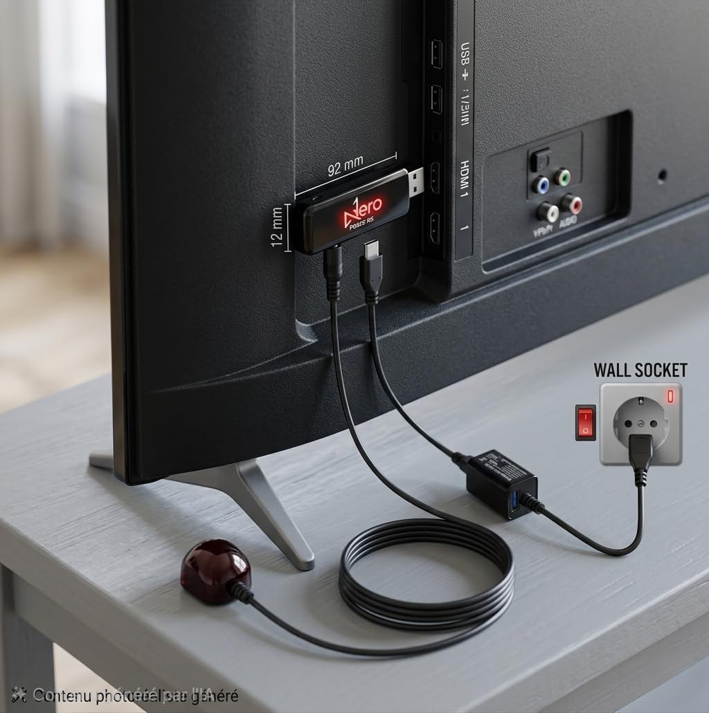 Dispositivo de transmisión Nero Stick TV 4K/8K HDR, alimentado por Android 14 y Google TV, Bluetooth 5.4, HDMI y USB, compatible con Wi-Fi 6E, TV gratuita y en vivo sin cable ni satélite