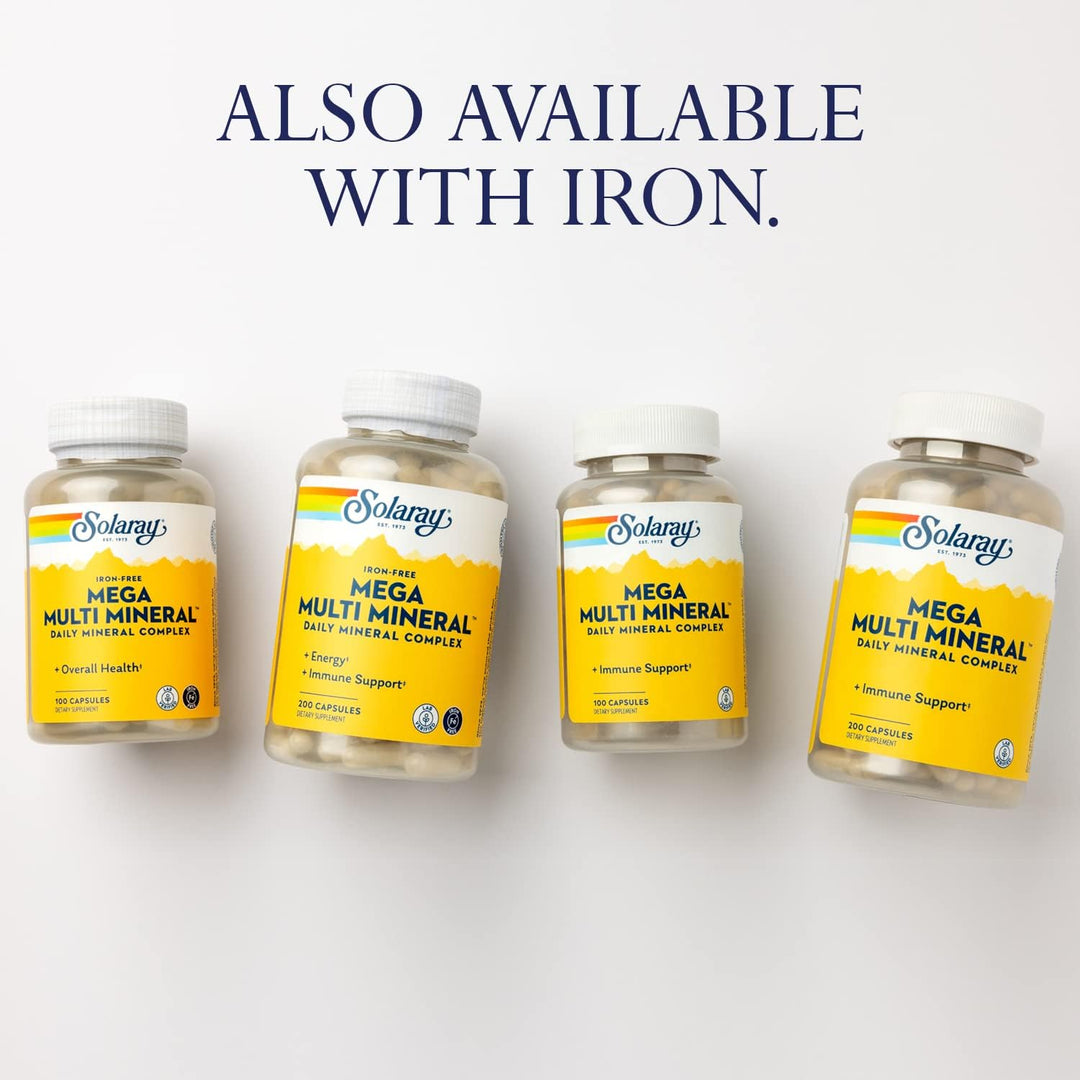SOLARAY Mega Multi Mineral, sin hierro, suplemento mineral diario c...