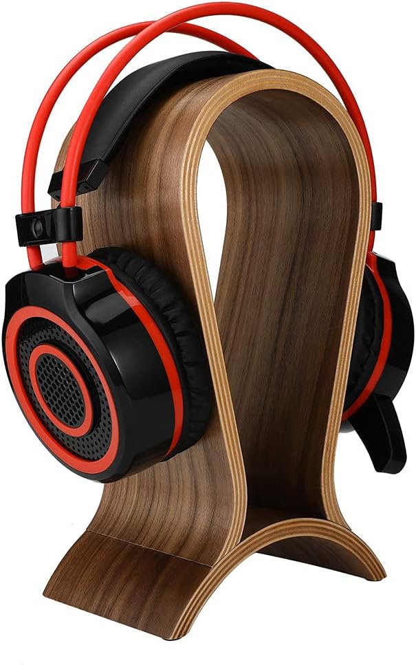 Soporte para auriculares de madera, soporte de auriculares para escritorio