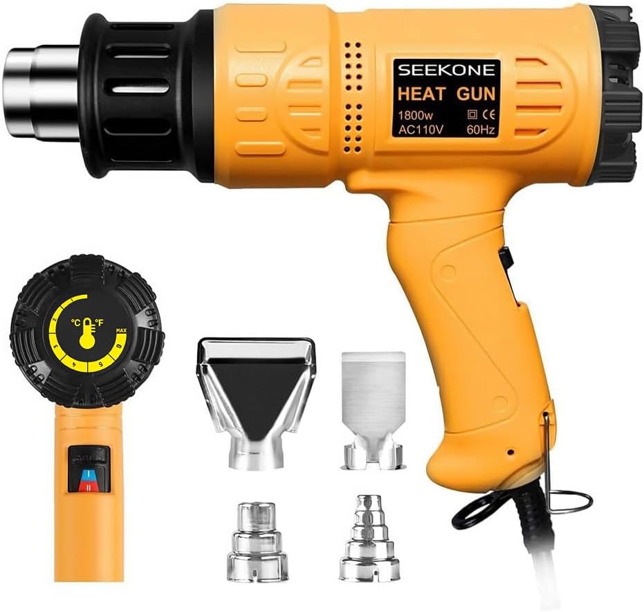 Seekone Pistola de calor 1800W 122℉-1202℉ (50℃- 650℃) Kit de pistol...