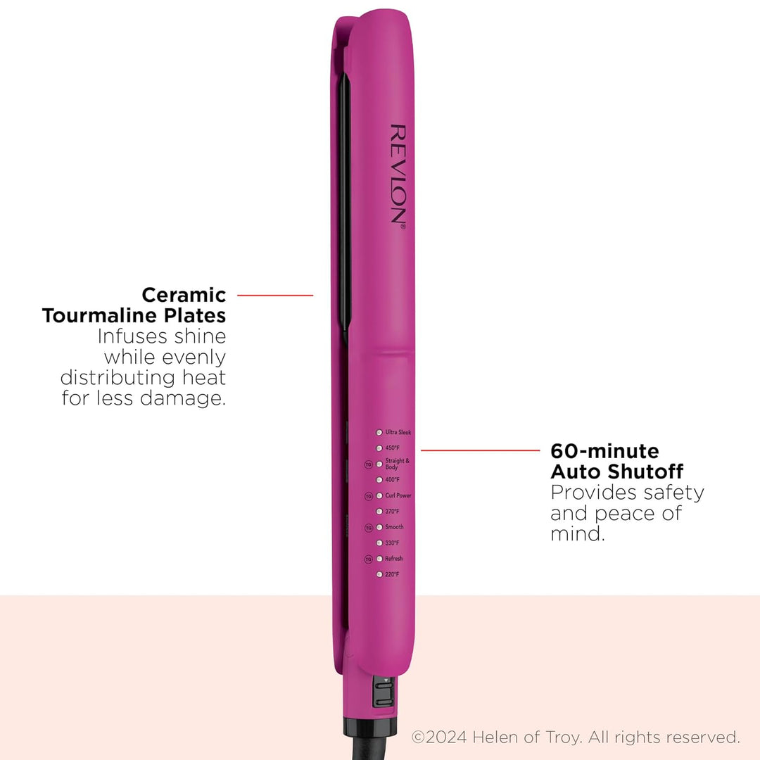 REVLON Plancha plana de turmalina de cerámica de 1 pulgada, alisado...