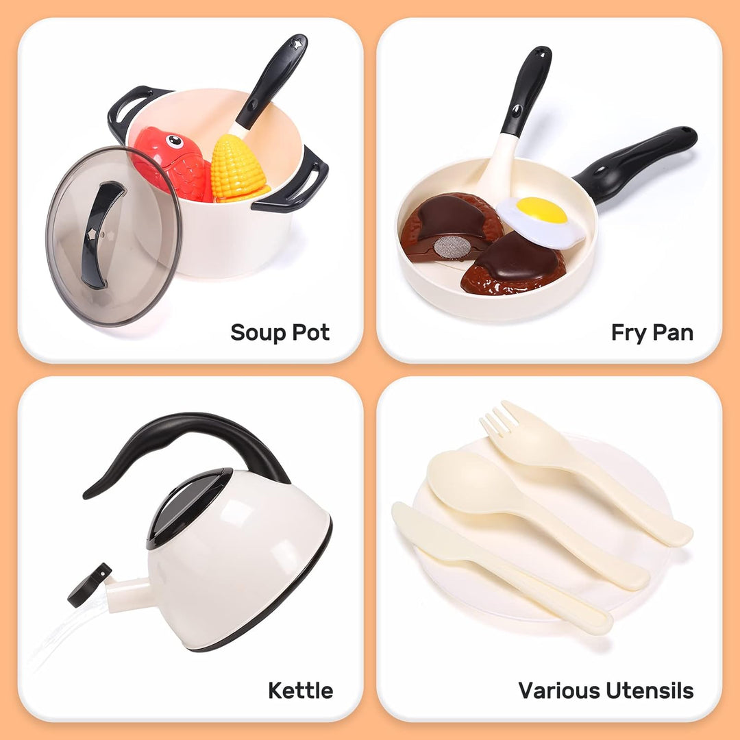 CUTE STONE Juego de accesorios de cocina de juguete, juegos de comi...