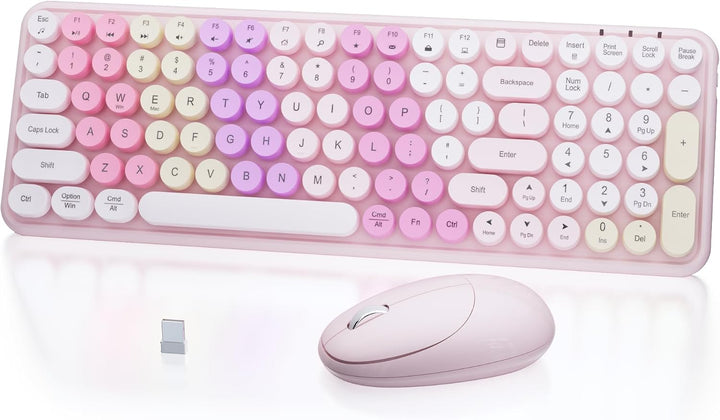 MPTOG Combo de teclado y mouse inalámbricos retro, teclas flotantes...