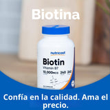 Suplemento Nutricost Biotin (Vitamina B7) 0.00035 oz, 240 cápsulas,...