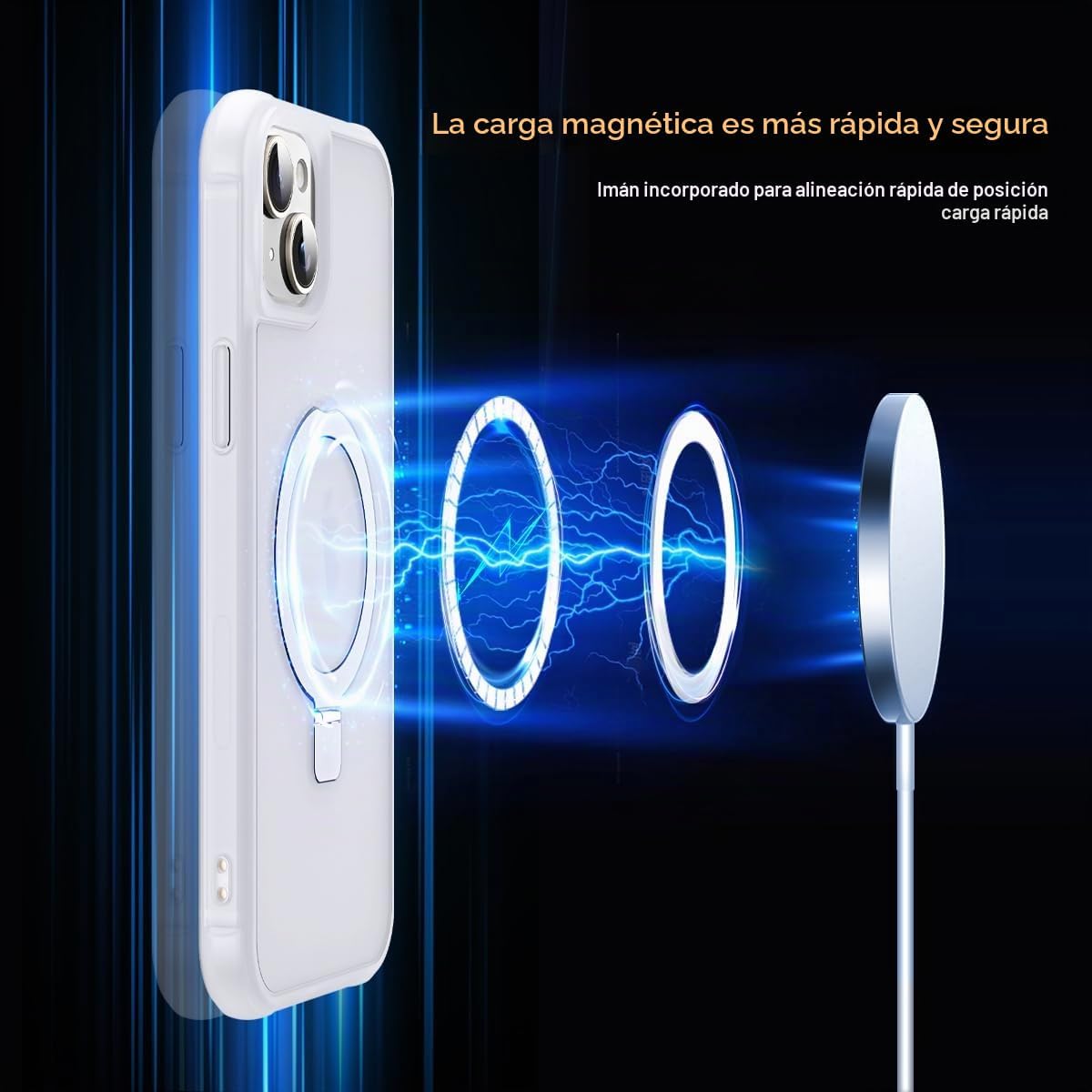 SKYLMW - Funda compatible con iPhone 15, con soporte magnético invisible tipo anillo, funda translúcida de grado militar para iPhone 15 de 6.1 pulgadas, compatible con MagSafe, translúcida