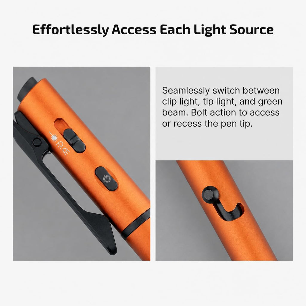 OLIGHT O'Pen 3 Pen - Linterna EDC recargable USB-C, naranja