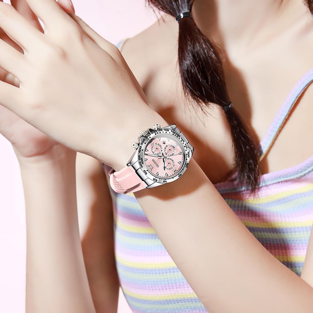 OLEVS Relojes de diamante de lujo pequeños para mujer - Pulsera de acero inoxidable, impermeables, analógicos, luminosos, con fecha, relojes de vestir de negocios para damas