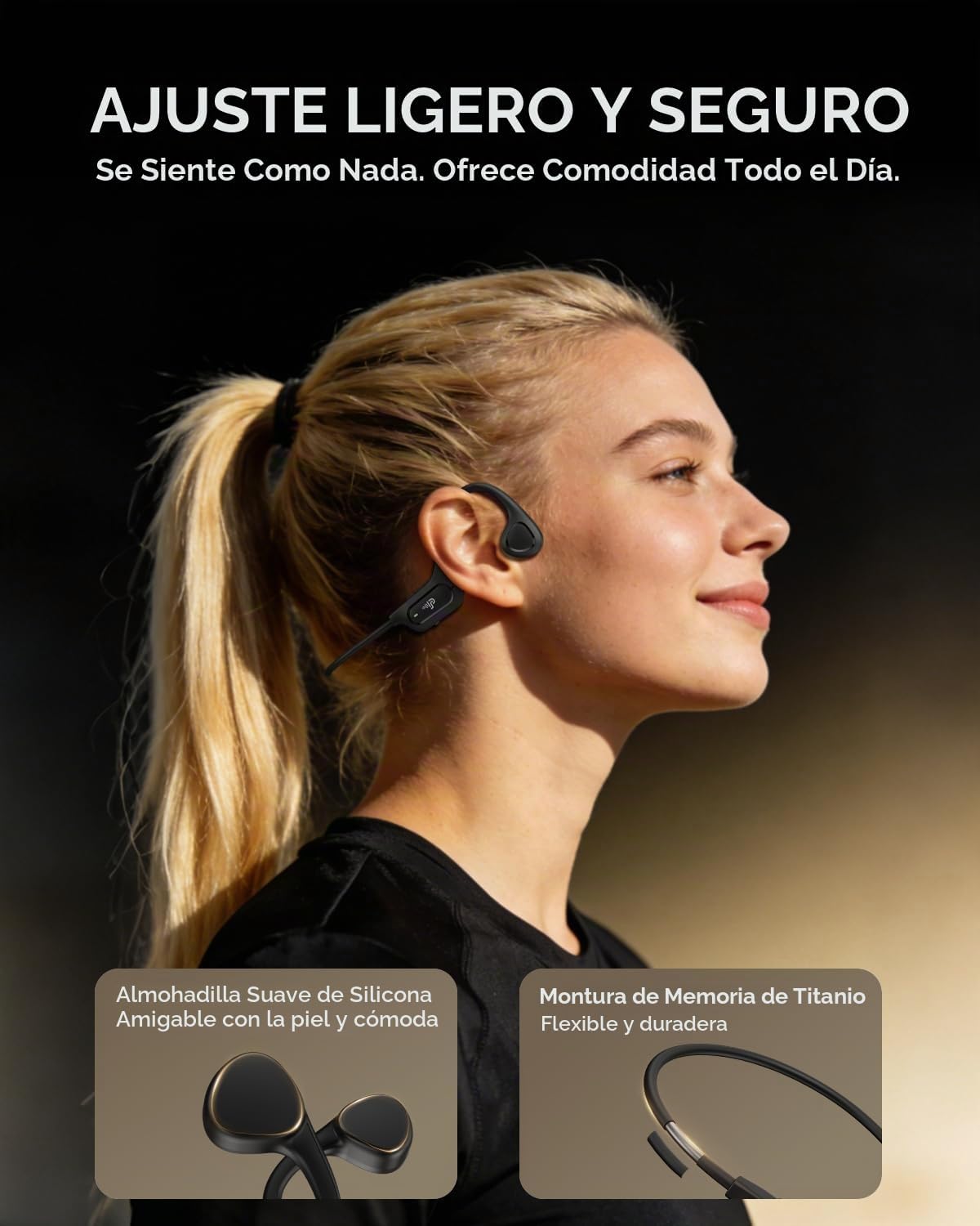 PSIER Auriculares de conducción ósea, auriculares de conducción ósea, Bluetooth inalámbrico 6.0